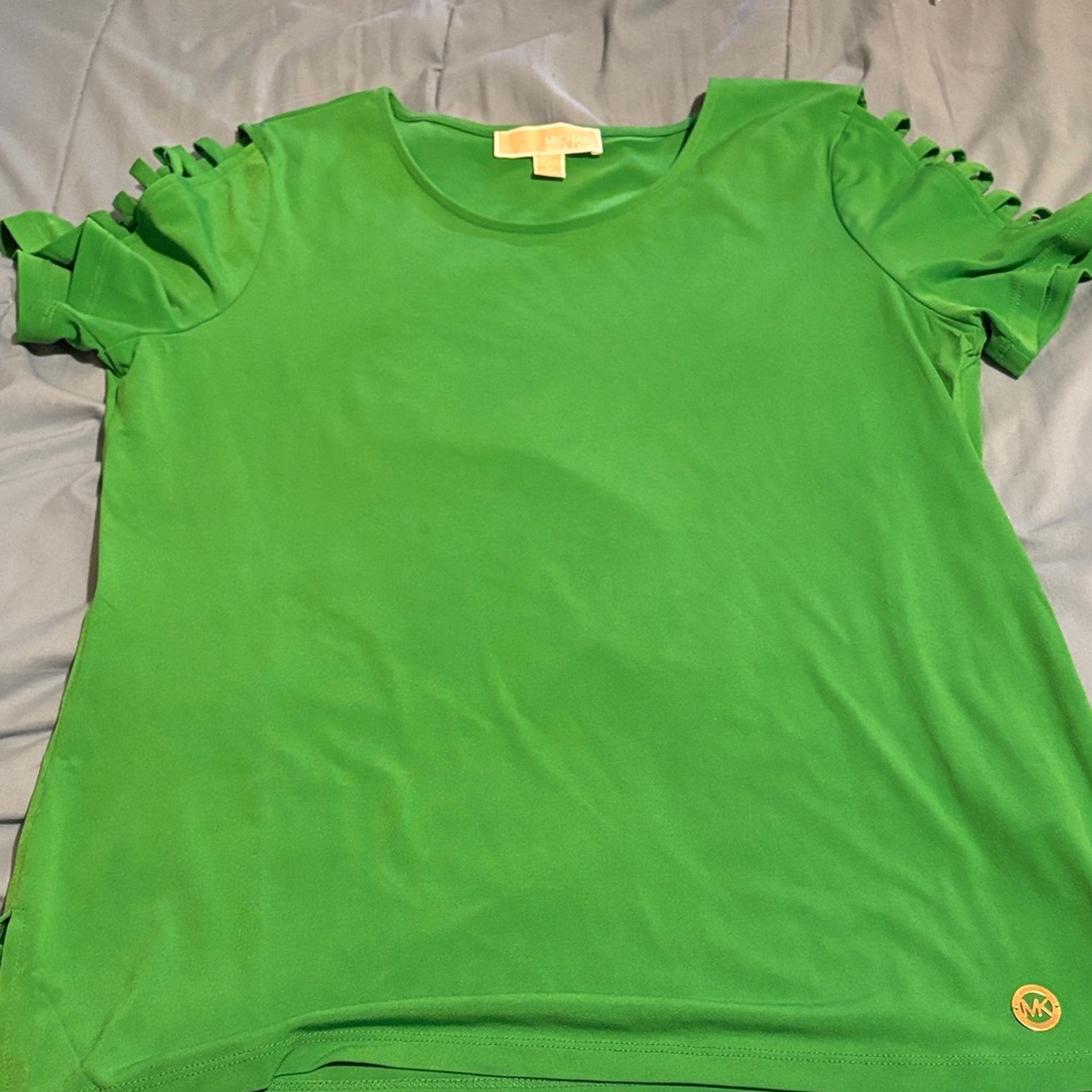 Michael Kors Bright Green Ruffle Sleeve Blouse
